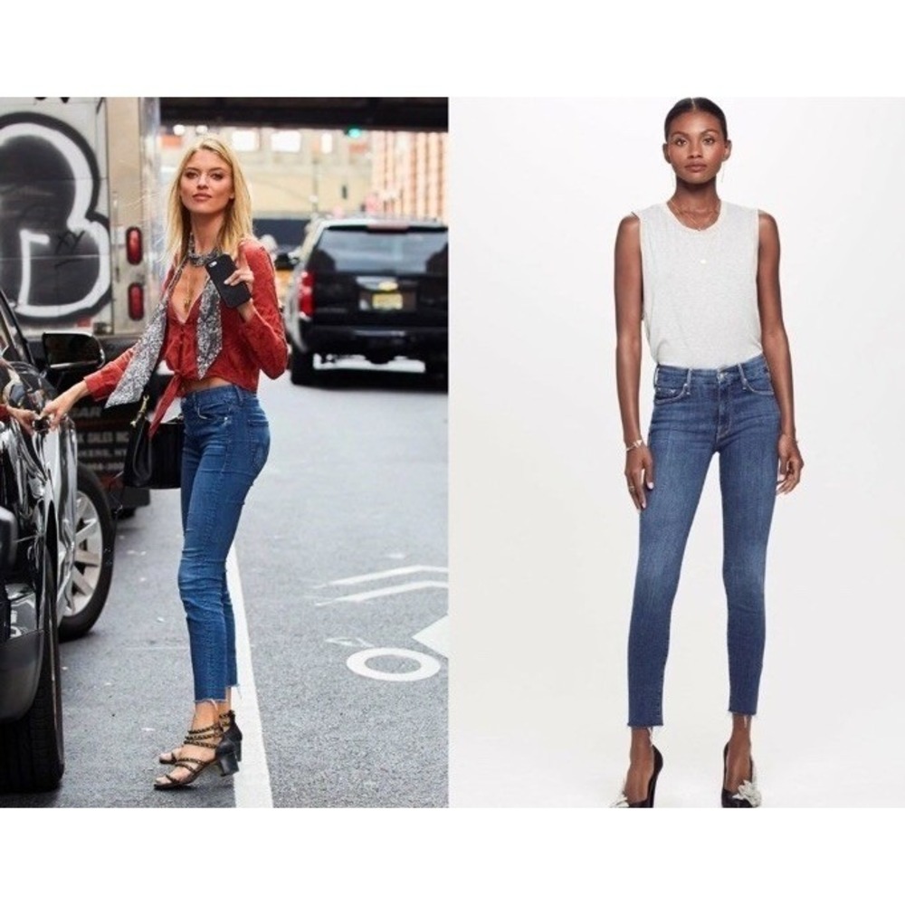 $210 Mother Denim The Looker Ankle Fray Jeans In Girl Crush Size 28